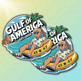 Trump Bumper Decal (Pack of 2), Gulf of America Decal, Trump Stickers 2025, Funny Trump Political Humor Sticker for Cars, Laptops, Coolers, UV DTF Printed.
