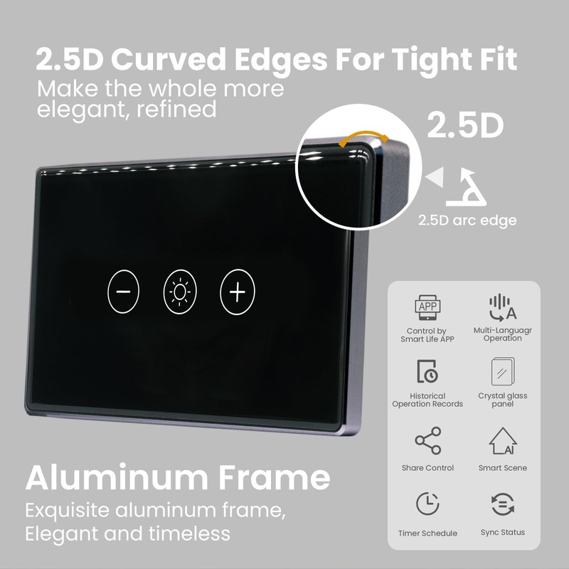 LOUYSGEN Smart Dimmer Switch Aluminum Frame Need Neutral Wire No