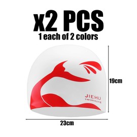 JTMKYO 2 Pieces Of Fishtail Printed Swimming Cap, Ear Protection And Waterproof Design, Comfortable And Elastic Shower Cap, Swimming Equipment.