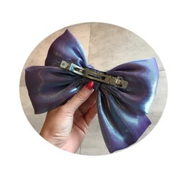 Pearl satin bow hair clip, back clip, top clip, hair accessory (Purple, One size)