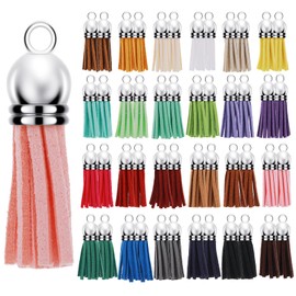 Abeillo Pack of 50 Tassel Pendants, Leather Tassel Pendants, Mini Colourful Tassel DIY Leather Tassels Pendant for Bag Jewellery Crafts DIY Tassels Accessories Decoration (3.8 cm / 1.5 inch, 25