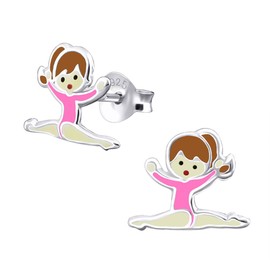 Pink Gymnastics Earrings 925 Sterling Silver