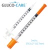 GLUCO-CARE 1 ml/cc Syringes 27G x 1/2’’ (12.7mm), Orange Cap,