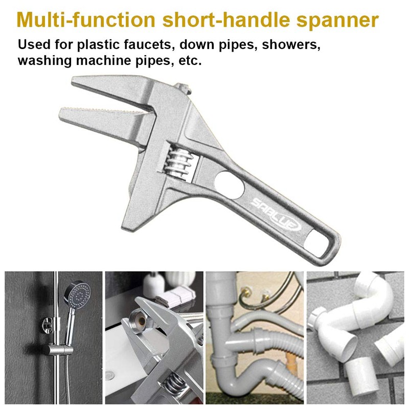 SABLUE Adjustable Wrench Spanner Reversible Jaw Pipe Wrench, Self-gripping angled
