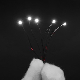 Joycabin Pack of 40 0805 Micro LED Diode Light, Pre-Soldered Micro SMD LED 0805 Pre-Wired with 16 cm PTFE Cable for DIY, Model Making, Decoration, Lighting (Cool White)