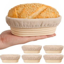 Banneton Bread Proofing Basket, Banneton Basket Set of 6, Oval