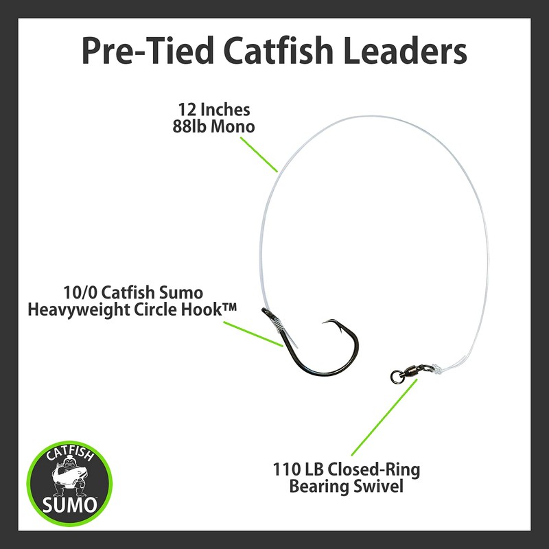 Heavyweight Catfish Hooks - Offset Octopus Circle Hooks - Pre-Tied