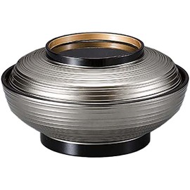 Fukui Craft Round Confectionery Bowl, Boiled Bowl, Heat Resistant, Made in Japan, Dishwasher Safe, Flat Lid, Fukugin Transparent High Base Inner Gold Uchi, Size 6