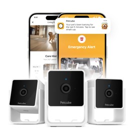 Petcube Cam Pack of 3 Indoor Home Security Cameras with 1080p HD Video, 2-Way Audio, Motion Detection, and Phone App, Night Vision Wi-Fi Camera for Apartment Security, Video Baby Monitor, Pet Camera