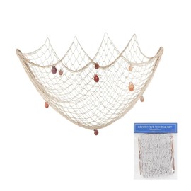 Fischernetz Deko,Fischnetz Dekoration mit Muscheln Dekoratives Fischernetz Baumwollseil Fotowand Wand Deko im Mittelmeerstil für Fotowände,Zuhause,Partys und Hochzeiten(1M x 2M）Fish Net Décor Blue