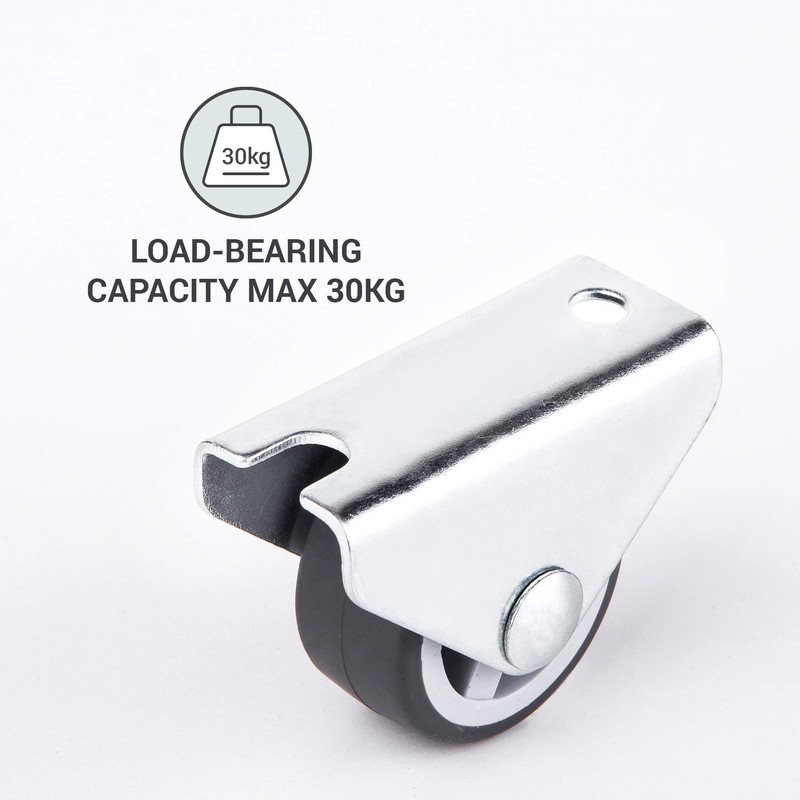 (Pack of 20) Rubber Fixed Castors 30 mm High Performance