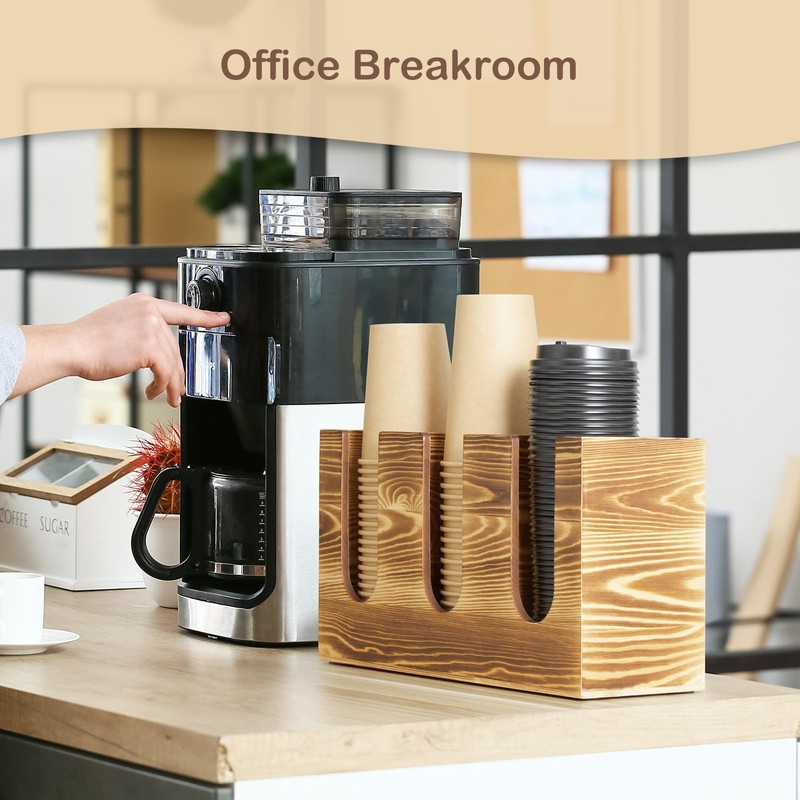 GCWSTJK Wood Coffee Cup and Lid Holder Organizer, Disposable Cup