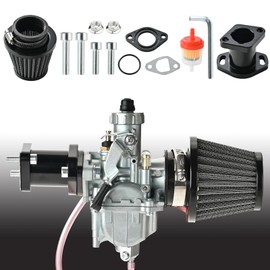 VM22 Carburetor Carb Predator 212 carburetor Throttle Cable Handle Grips and Cable Set 22 mm/0.87 With 38mm Air Filter And 26mm Inlet Pipe Main Jets Kit (Black)