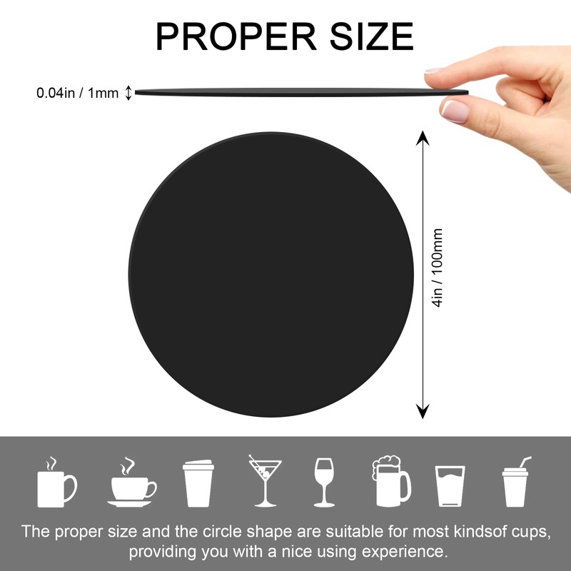 Disposable Paper Bar Coasters 400 Pcs Black 4 Inch Coasters