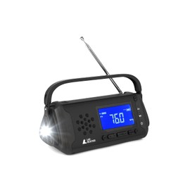 Lad Weather Radio, Disaster Preparedness Goods, Disaster Prevention, Flashlight, Waterproof, AM/FM Portable Radio, Outdoor, Camping, Disaster Radio (Black)