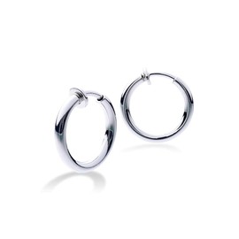 Puente Earrings For Both Ears, 4 Colors, 3 Sizes, No Piercing Required, Thick, Simple Hoops, Rings, Ear Cuffs, Unisex, Silver, No Stone,