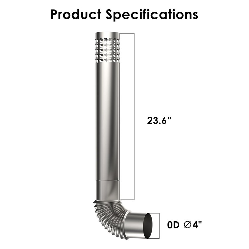 Ranein 4" OD Stainless Steel Vent Pipe Kit, includes 3"
