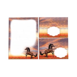 Writing Paper Set for Girls Horse Letter Pad with Envelope for Kids (A5 Pad with 25 Sheets + 15 Envelopes)
