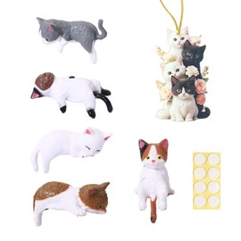 5 Pieces Of Cat Car Ornaments, 1 Piece Of Cat Pendant, Cute Cartoon Animal Decoration, Mini And Convenient, Multi-Function Doll Decoration.
