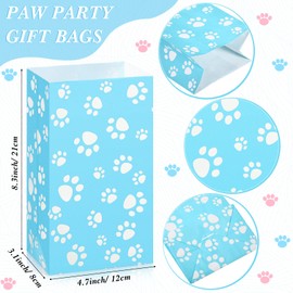36 Pack Dog Paw Print Gift Paper Bags Dog Paw Print Treat Bags, Paw Print Gift Bags Dog Party Favors Paw Print Goodie Bags Dog Gift Bags Cat Treat Bags for Puppy Pet Treat Party Favor(Blue)