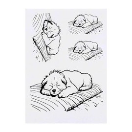 4 x 'Dog Sleeping on Blanket' Temporary Tattoos - Water Resistant, Skin-Safe, Non-Toxic Transfers, Mixed Sizes (TO00071350)