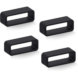 Vintage Time Watches | 4 x Black Rubber Watch Strap Keeper Retaining Hoop Loop Ring Retainer Holder 22mm | 4 Pack