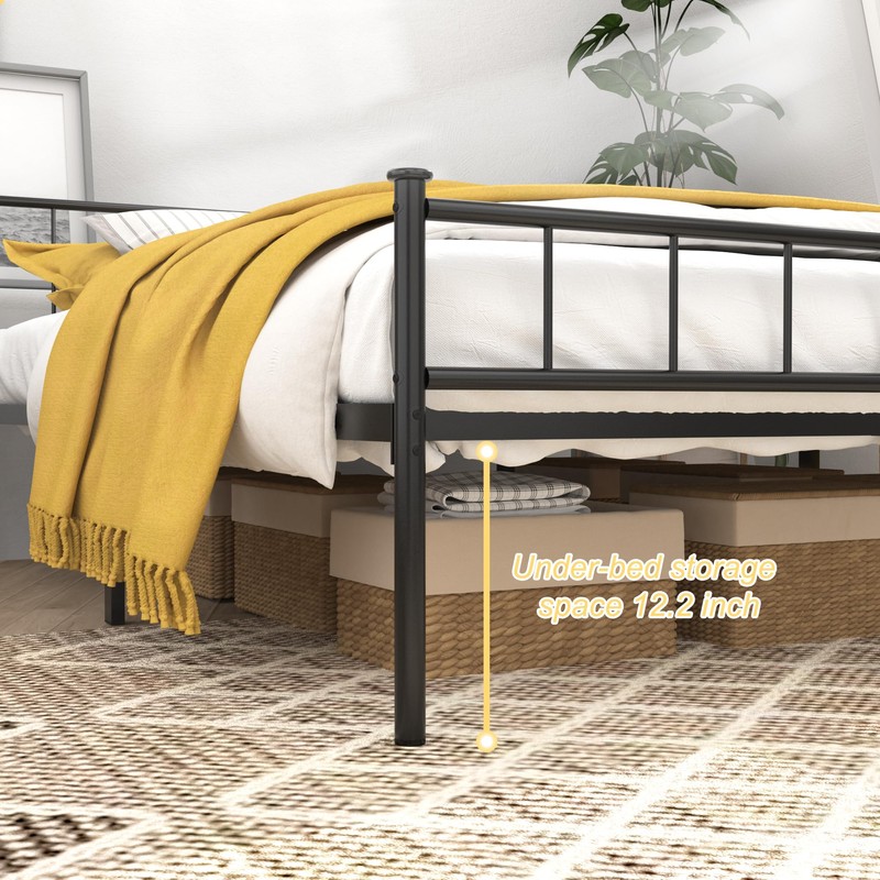 LUBEDCY Queen Metal Platform Bed Frame, Victorian Vintage Style, Wrought
