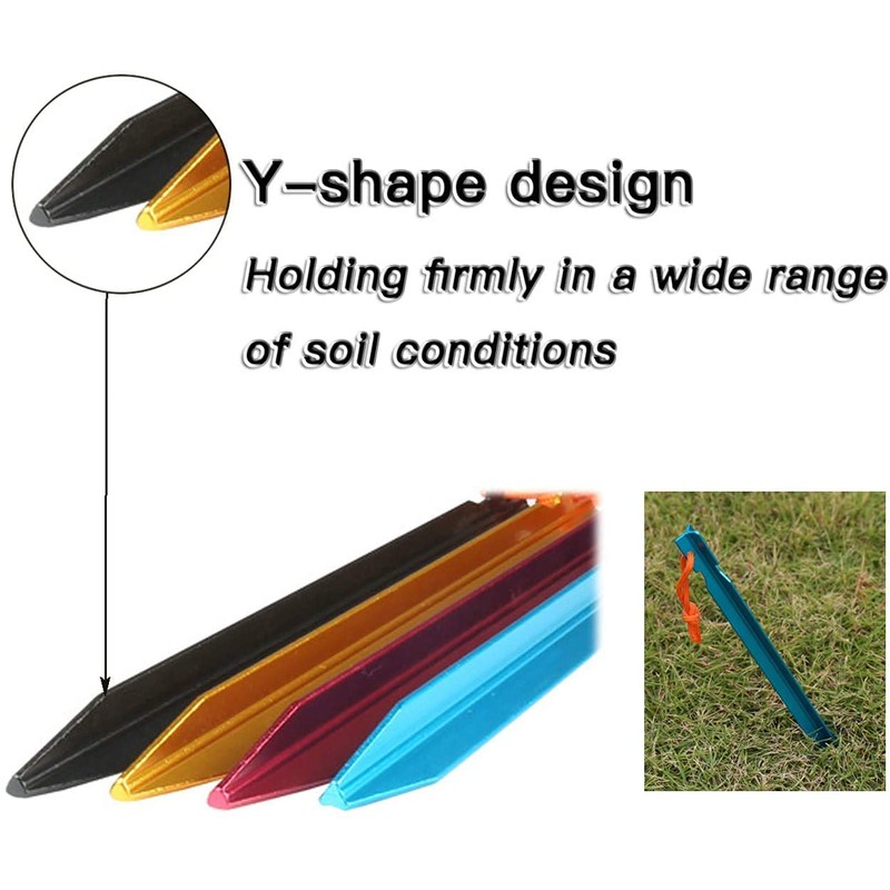 HIKEMAN 20 Pack Tent Pegs Aluminium Alloy Tent Stakes with