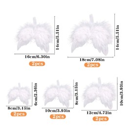 JOKILY Pack of 10 Angel Wings Feathers, Angel Wings Pendants, Christmas Tree Decoration, Christmas Tree Decoration, Christmas Bows, Hanging Angel Wings Decoration (18 cm, 16 cm, 12 cm, 10 cm, 8 cm)