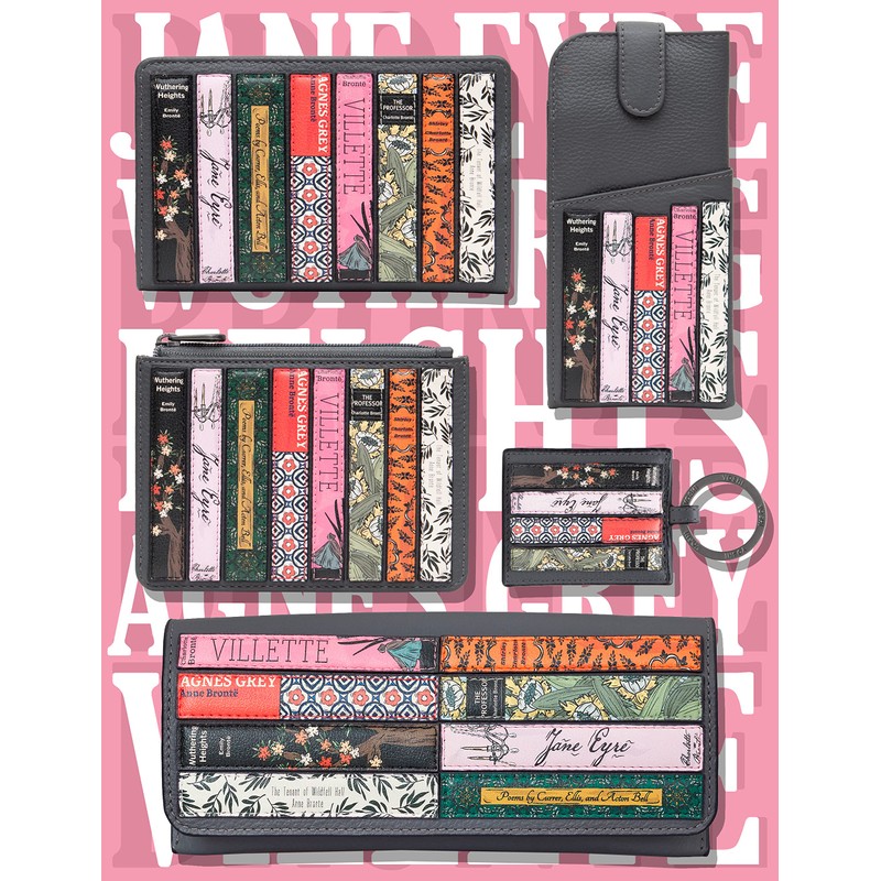 Brontë Bookworm Leather Glasses Case, Sunglasses Case, Flap Over, Grey