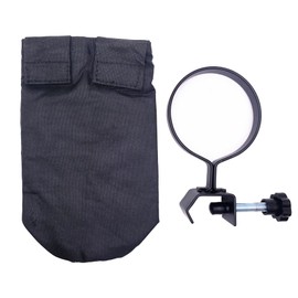 TUOREN Drum Sticks Holder Clamp-On Drumstick Container Bag 9" x 4" with Aluminum Clamp for Drumsticks Mallets Brushes Up to 10 Pairs Drum Set Accessories Black