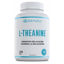 High Potency L-Theanine 250mg (Bonus Size 120 Capsules) - Relaxation, Stress Support for Men & Women from Vegan Source | Made in Canada