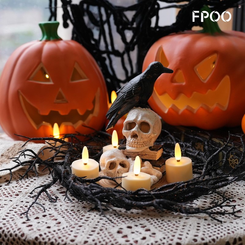 FPOO LED Rechargeable Tea Lights Candles with Remote, 6 pcs
