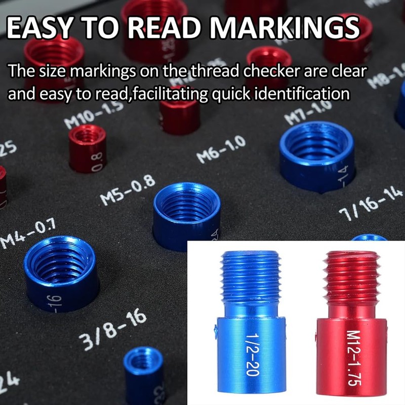 Thread Tester, Screw Identification Gauge, Screw Thread Identifier, 44-Piece Screw