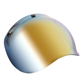 Soman 3 Snap Bubble Visors, Snap On Bubble Face Shield 3 Snap Compatible with Motorcycle 3/4 Open Face Helmets (Gold)