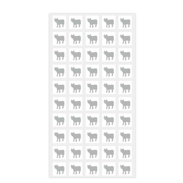 Wedding Meal Stickers - White Square Stickers - Wedding Meal Indicator Stickers - Meal Choice Stickers (50 Stickers - Beef, Silver)