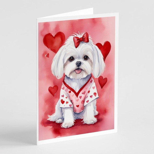 Caroline's Treasures DAC5386GCA7P Maltese My Valentine Greeting Cards Pack of