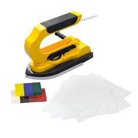 Pebaro 0274 Encaustic Paint Iron Set, Iron for Wax Painting, 7 Wax Crayons, 5 White Cards A5 and DIN A6, Yellow, 22 x 6 x 16 cm