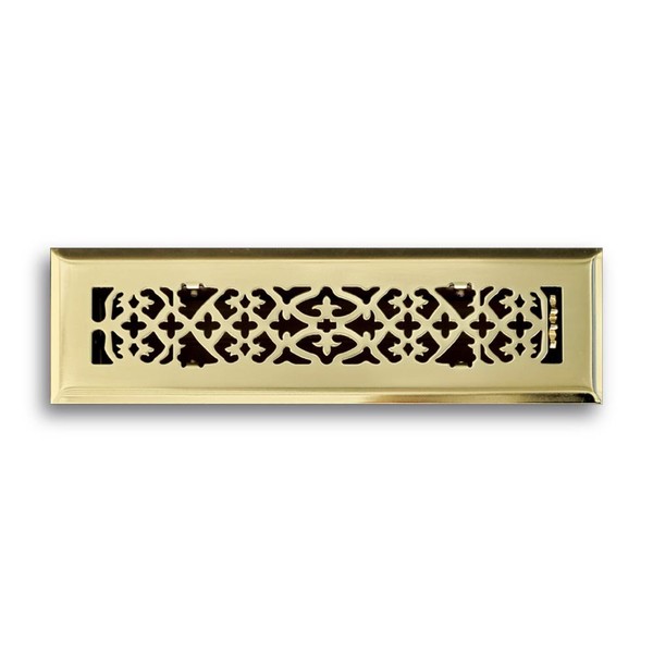 Truaire C164-OPB 02X12(Duct Opening Measurements) Decorative Floor Grille 2-Inch by 12-Inch Ornamental Scroll Floor Diffuser, Polished Brass Finish