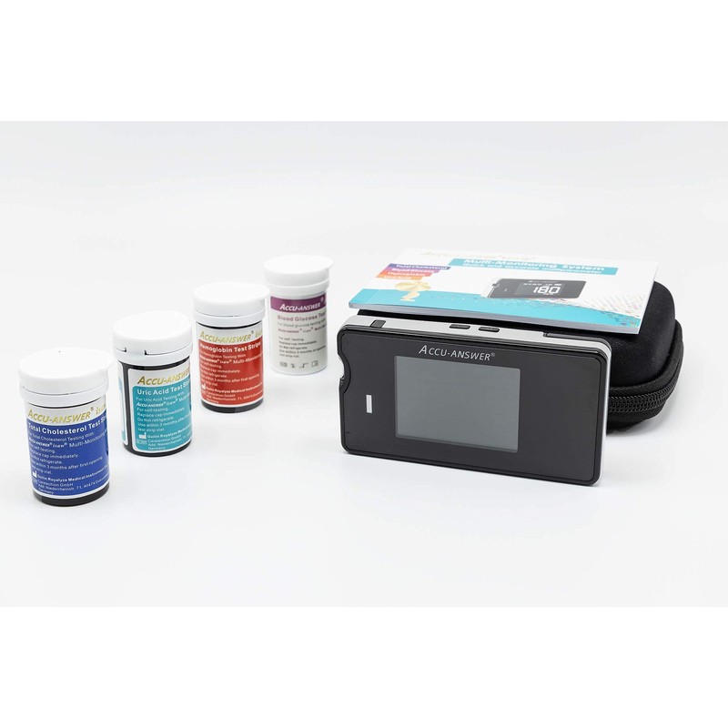 Accu-Answer Blood Glucose Cholesterol Uric Acid and Hemoglobin Monitoring Device