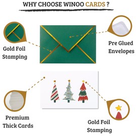 Heavy Duty Merry Christmas Cards Boxed with Envelopes - 20 PK - 4x6 Inches Assorted Christmas Cards with Envelopes Holiday Bulk Christmas Greeting Cards Cute