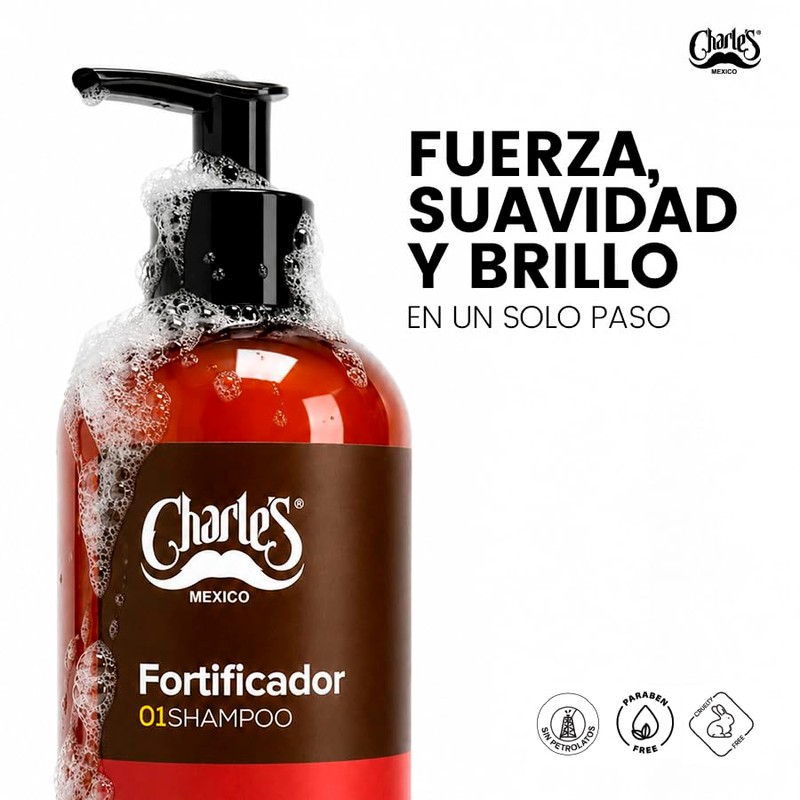 Charle's Shampoo Anticaída Fortificador - Sin Sales y Parabenos -