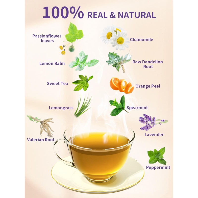 TeeLux Chamomile Passionflower Tea, Caffeine Free Tea with Lemon Balm,