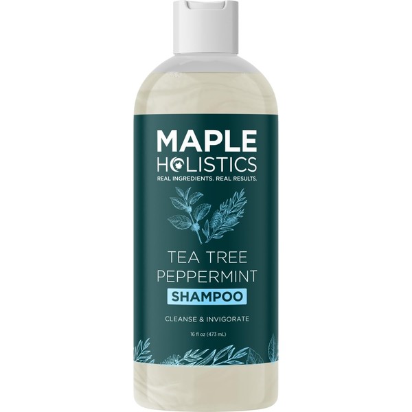 Tea Tree Shampoo Sulfate Free - Clarifying Shampoo for Build Up and Flakes with Peppermint Oil and Tea Tree Essential Oil for Dry Scalp Treatment - Tea Tree Mint Shampoo for Oily Hair and Scalp