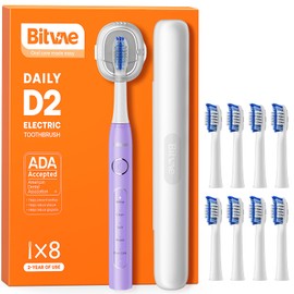 Bitvae Ultrasoanic Electric Toothbrush for Adults and Kids, ADA Accepted Travel Electric Toothbrush with Rechargeable 60-Day Battery Life, 8 Toothbrush Heads, 5 Modes, Toothbrush Holder, Lavender