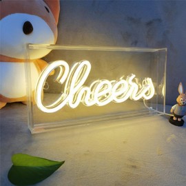 Cheers Neon Sign, LED Neon Cheers, 3D Art Light Box Cheers Neon Sign for Table Decor, Wall Decor, Bar, Pub, Bachelorette Party Cheers Neon Sign, USB Powered 11.8x5.9x1.85 Inches (Warm White)