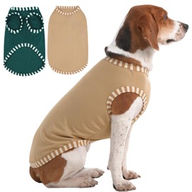 IECOii 2 Pack Dog T Shirts for Large Dogs,Pet T-Shirts Set,Doggy Tank Top Vest Sleeveless,Breathable Doggy Summer Clothes Hot Weather Pullover Tee Shirts for Beagle, Khaki+Green,XLarge