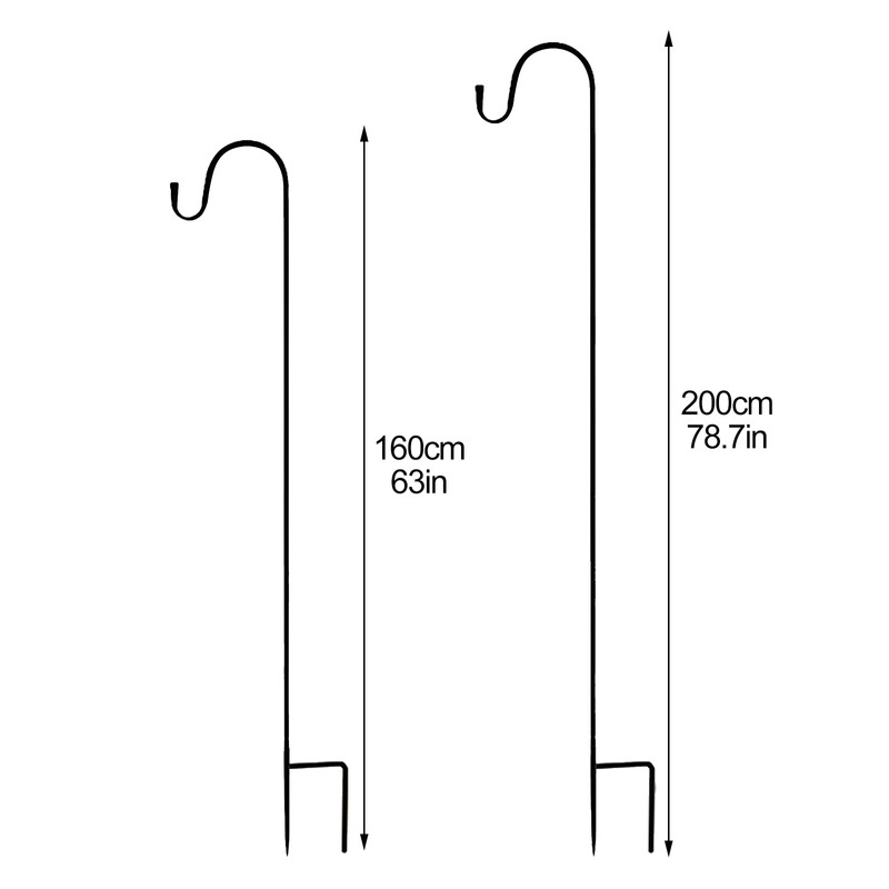 Outdoor Shepherd Hook Mopping Hook 2 Claw Base Height Adjustable
