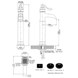 Vessel Sink Faucet Waterfall Oil Rubbed Bronze Farmhouse Bathroom Sink Faucets & Parts with Pop Up Drain Sink Stopper Vanity Bath Single Handle Single Hole Commercial with Supply Lines Hose Lead-Free