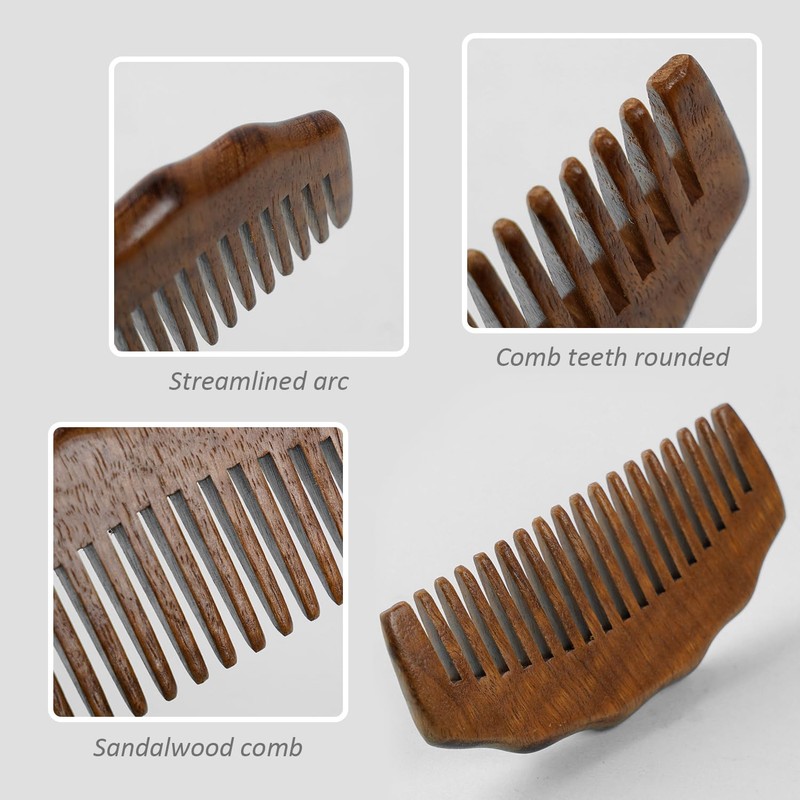 Pack of 2 Sandalwood Combs, Handmade Sandalwood Comb, Antistatic Wooden